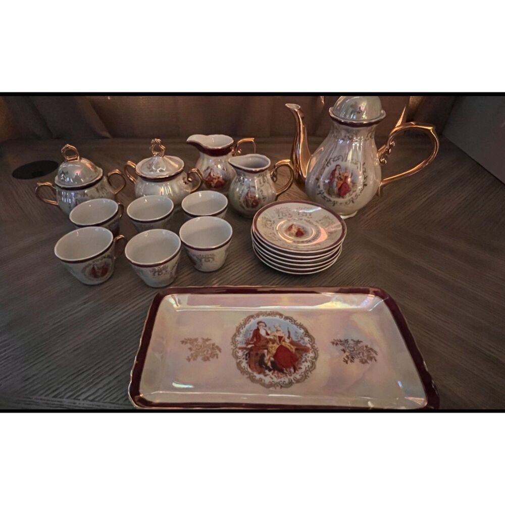 Vintage 21pc Romeo & Juliet Espresso Set Gold Highlights